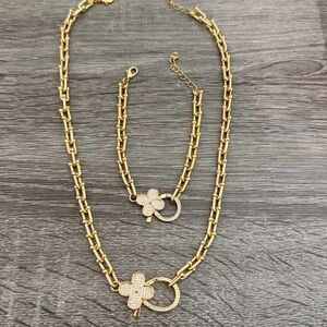 21KT GOLD-PLATED CHAIN NECKLACE AND BRACELET